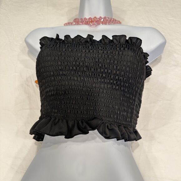 Sinch Seamless Ribbed Black Crop Top Tube Tank Size L Large - Picture 6 of 11